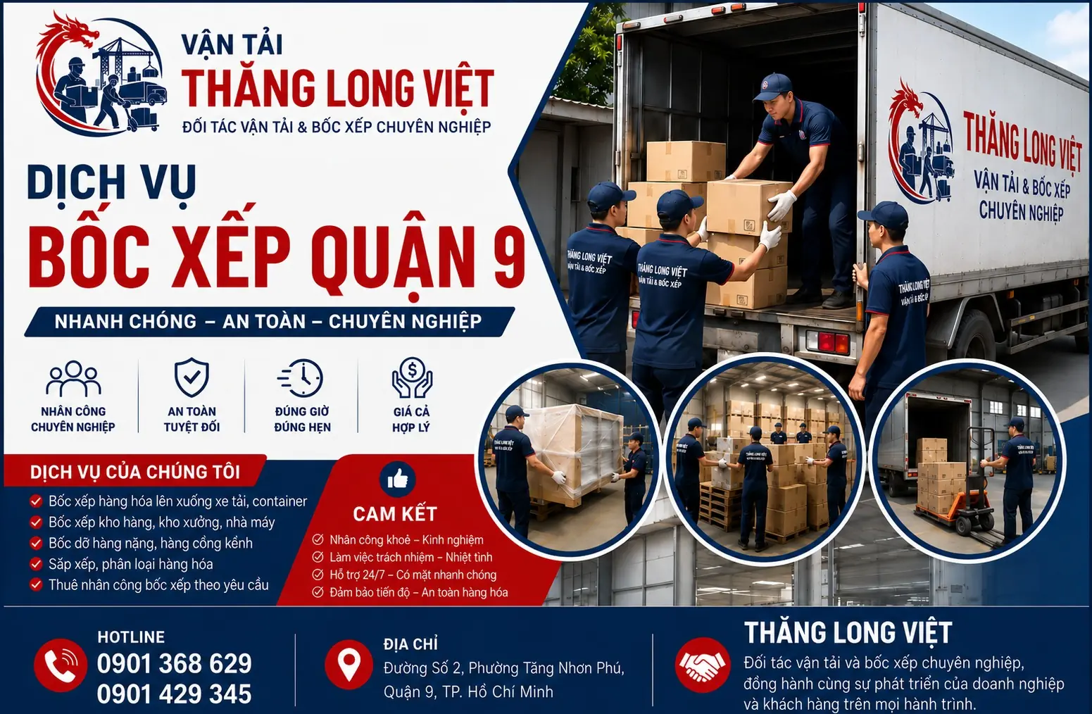 Dịch vụ bốc xếp Quận 9 Thăng Long Việt