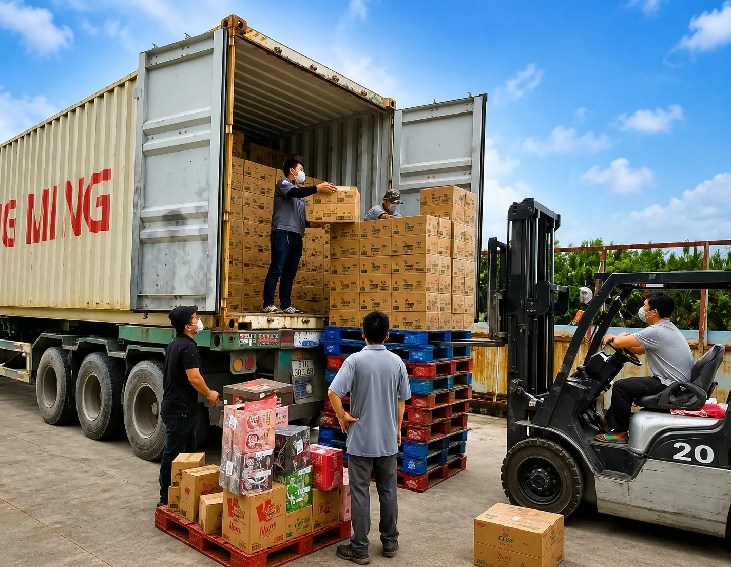 Nhân công bốc xếp container 20ft 40ft tại Quận 9