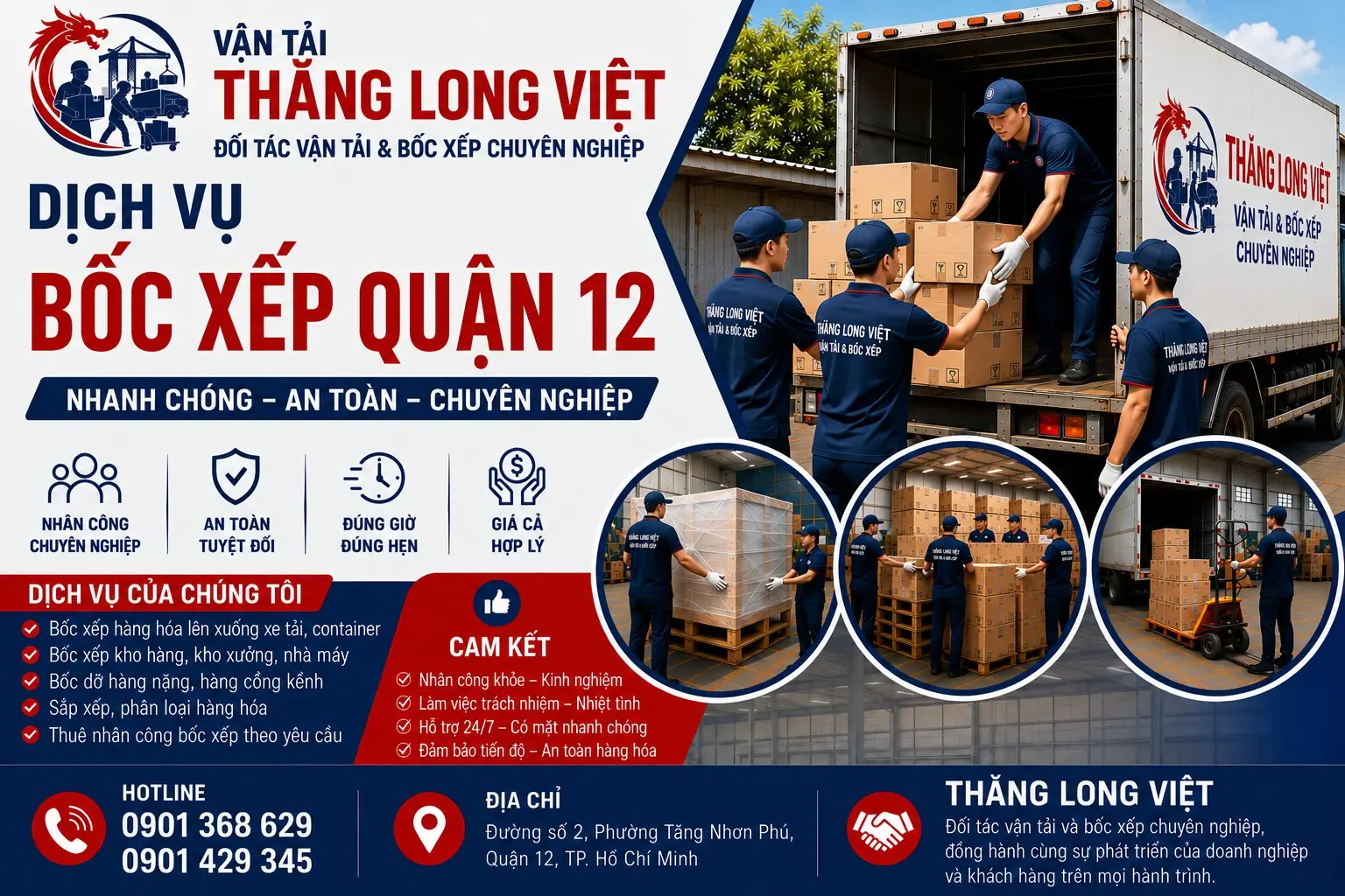 Dịch vụ bốc xếp Quận 12 Thăng Long Việt