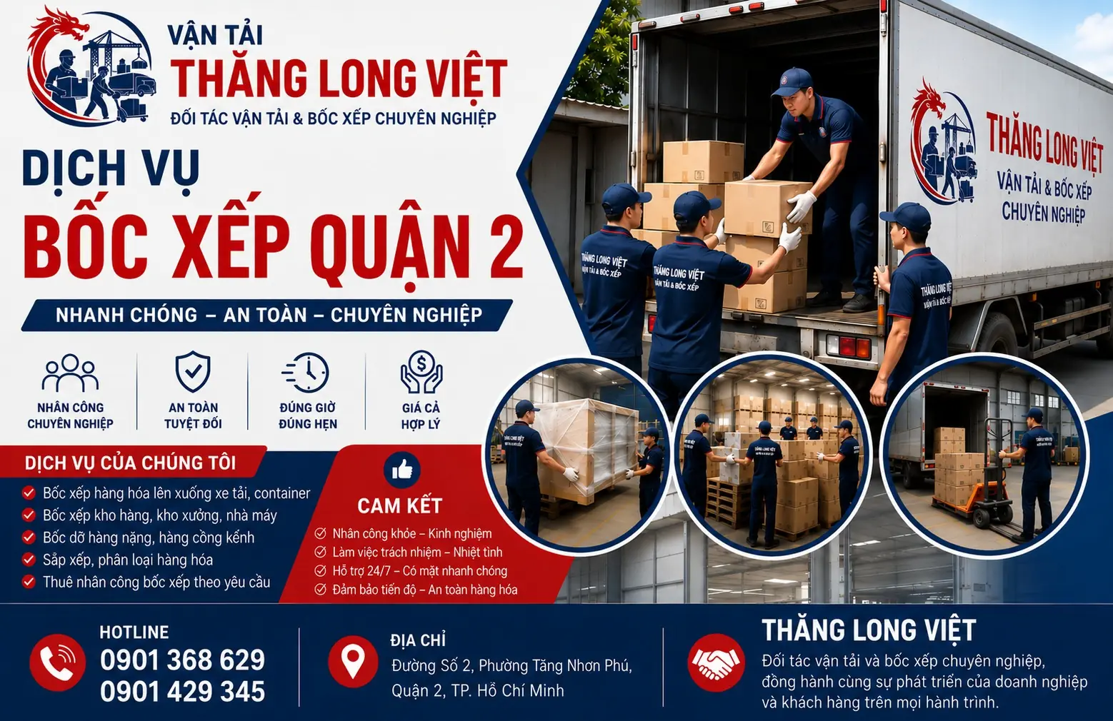 Dịch vụ bốc xếp Quận 2 Thăng Long Việt