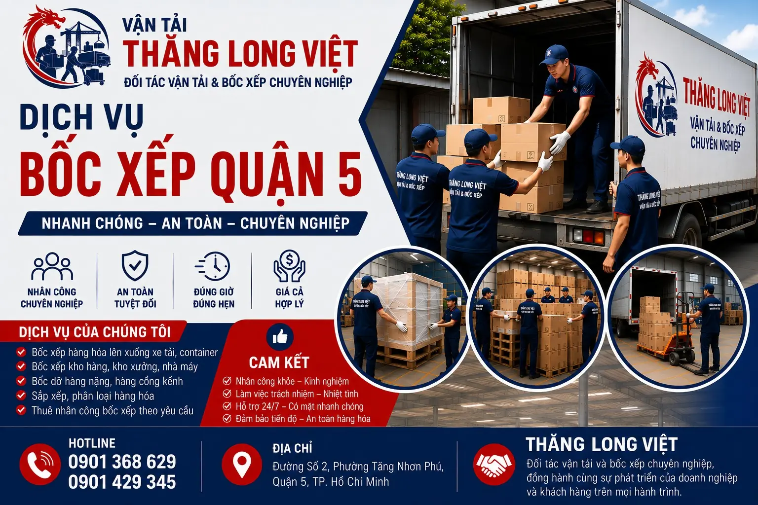 Dịch vụ bốc xếp Quận 5 Thăng Long Việt