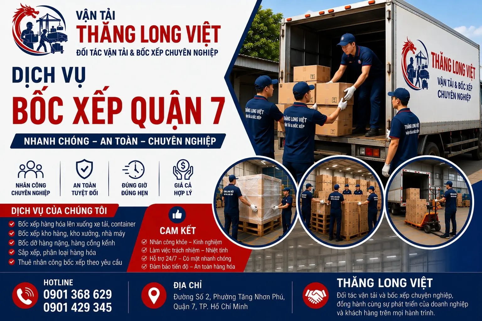 Dịch vụ bốc xếp Quận 7 Thăng Long Việt