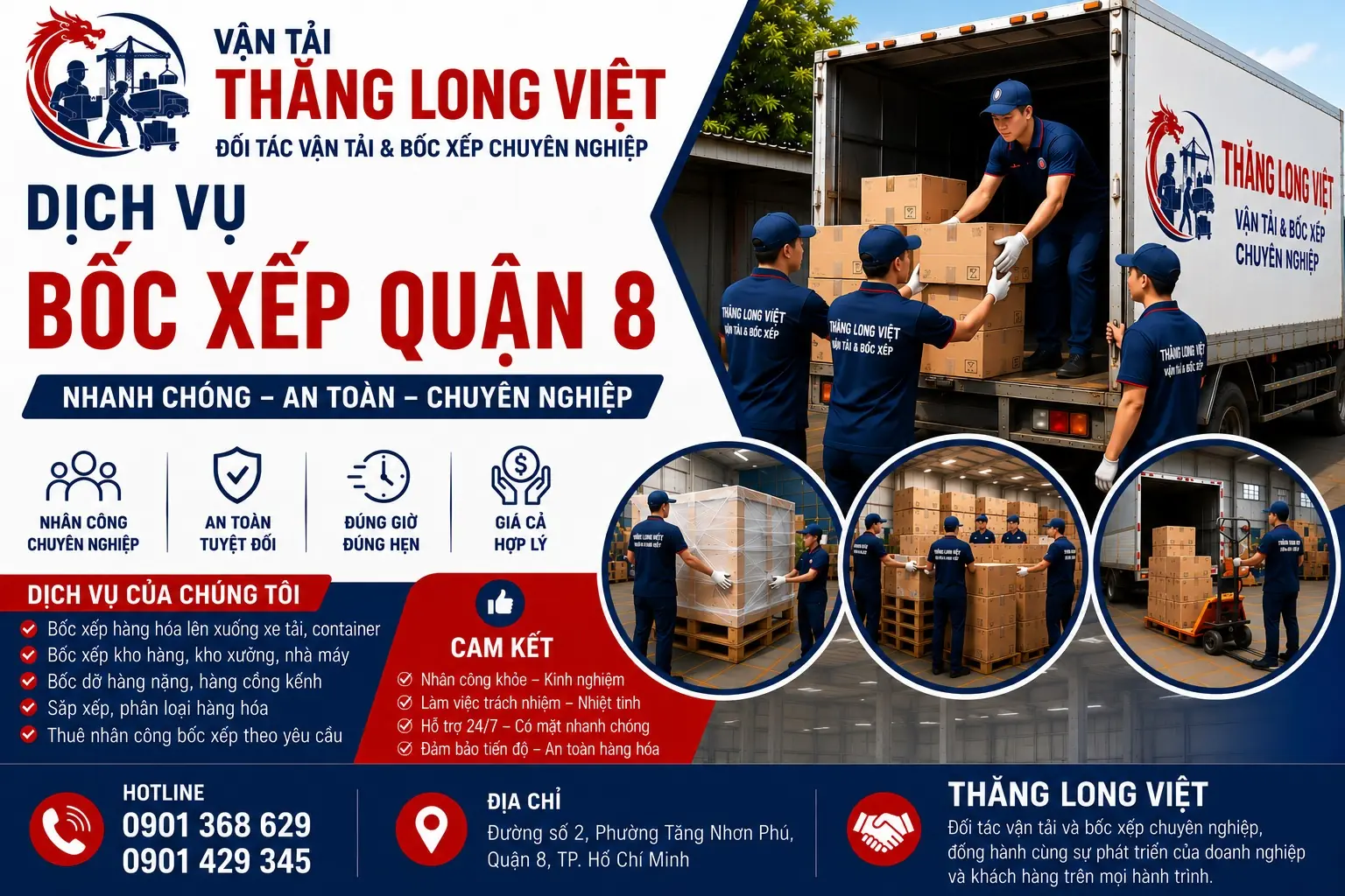 Dịch vụ bốc xếp Quận 8 Thăng Long Việt