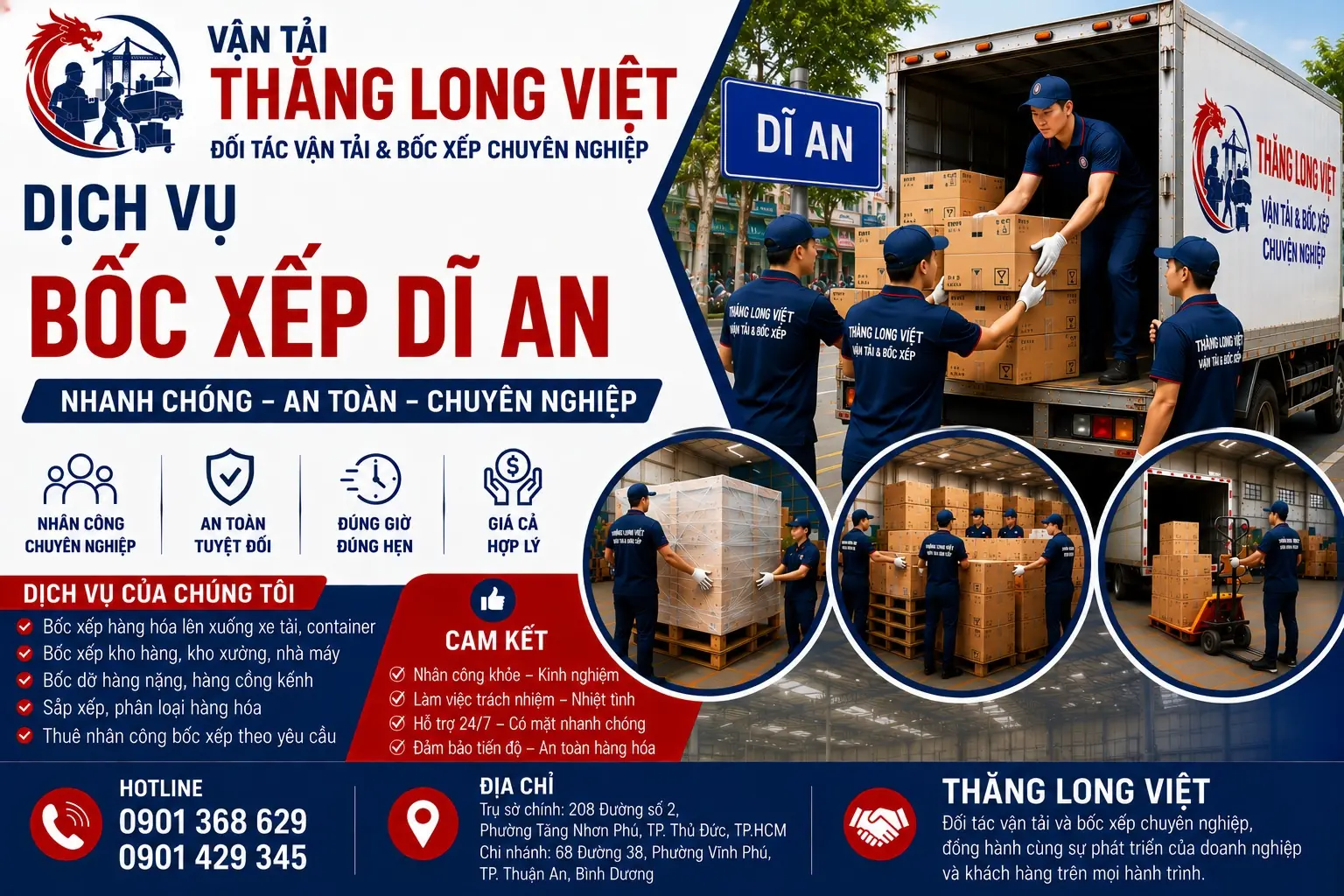 Dịch vụ bốc xếp Dĩ An Thăng Long Việt