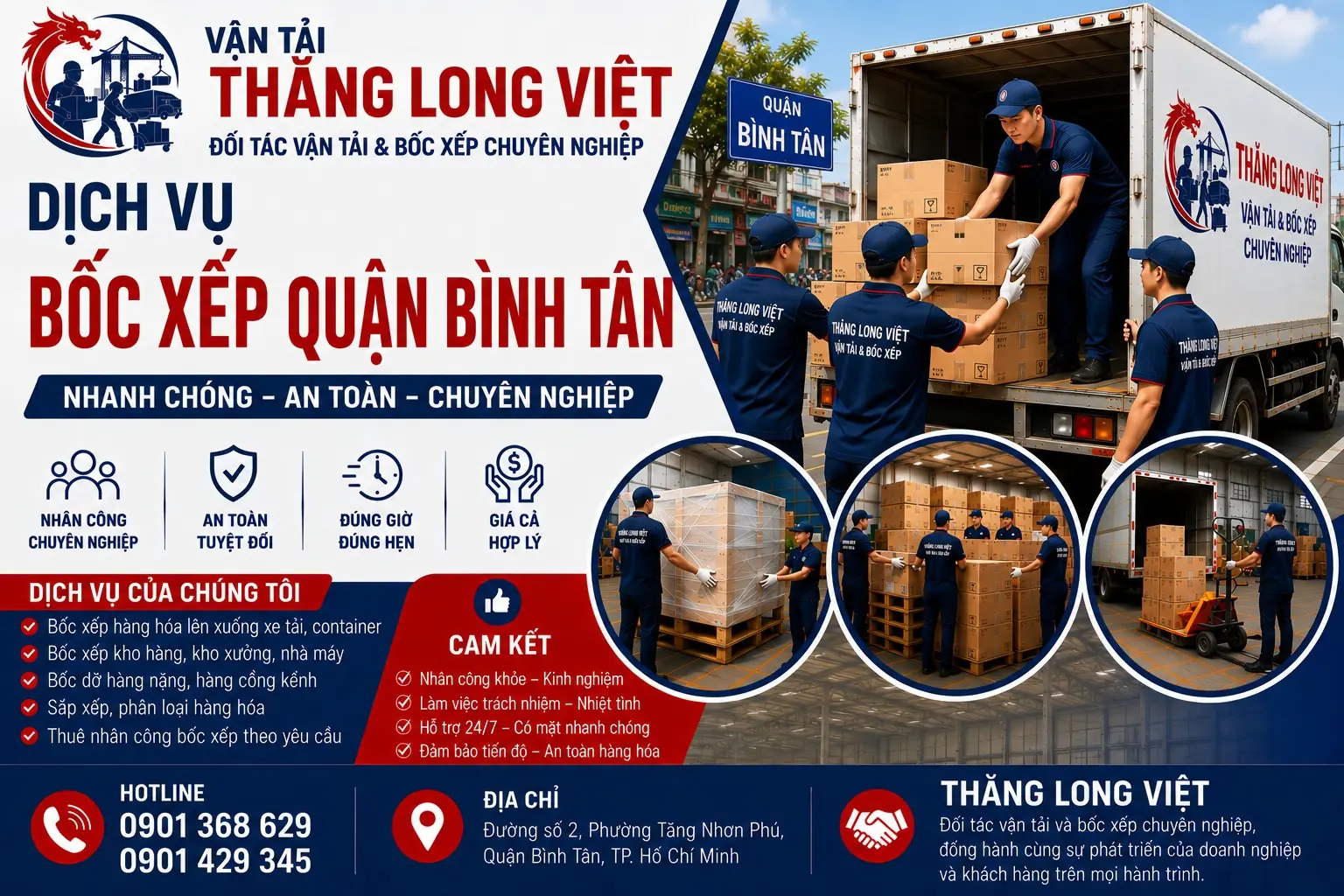 Dịch vụ bốc xếp Quận Bình Tân Thăng Long Việt
