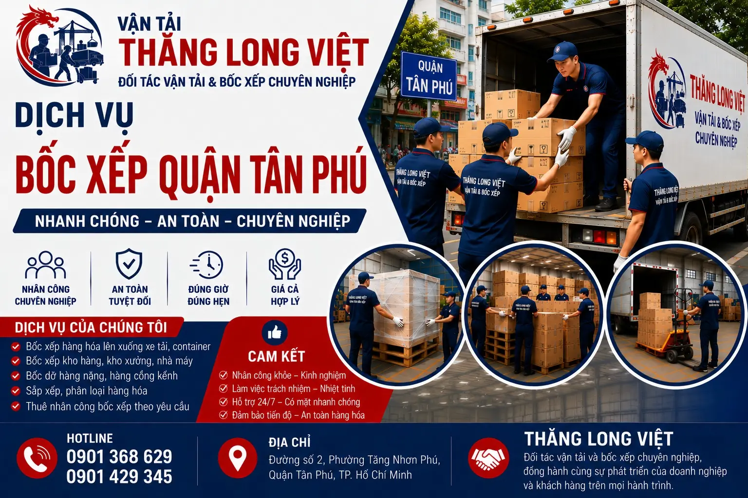 Dịch vụ bốc xếp Quận Tân Phú Thăng Long Việt