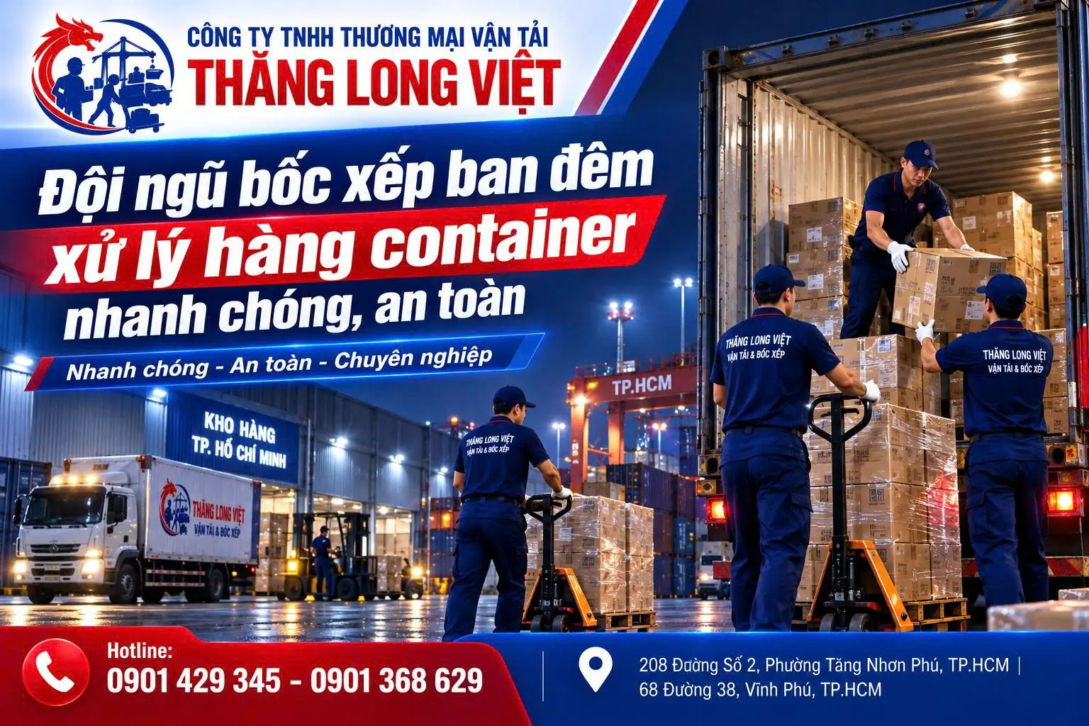 Thu&ecirc; đội bốc xếp ban đ&ecirc;m TPHCM