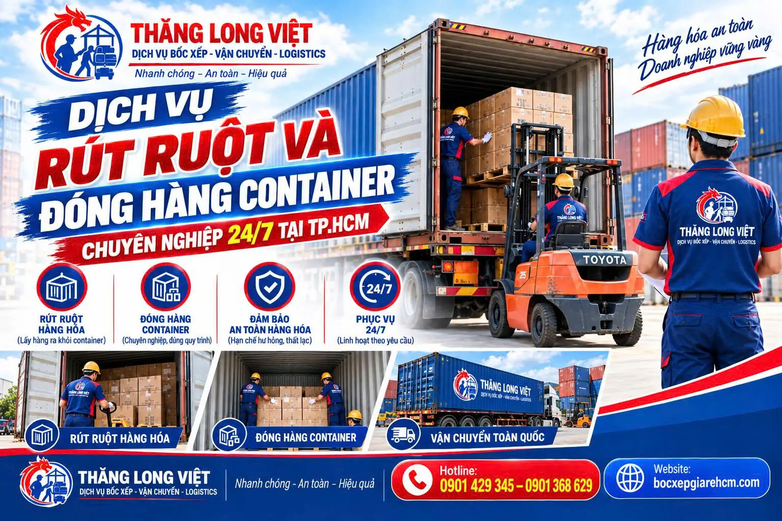 rút ruột container, đóng hàng container
